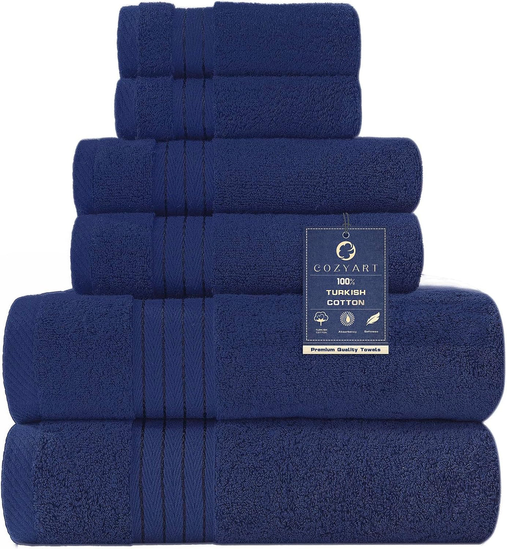 COZYART  Bath Towel Set for Bathroom Turkish Cotton Thick Soft Absorbent Durable 650 GSM Towel Sets of 6, 2 Large Bath Towels, 2 Hand Towels, 2 Washclothes