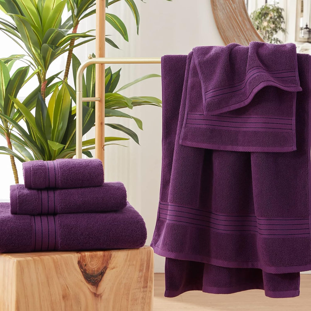 Honey Flower Purple Bath 6 Piece Towel Set