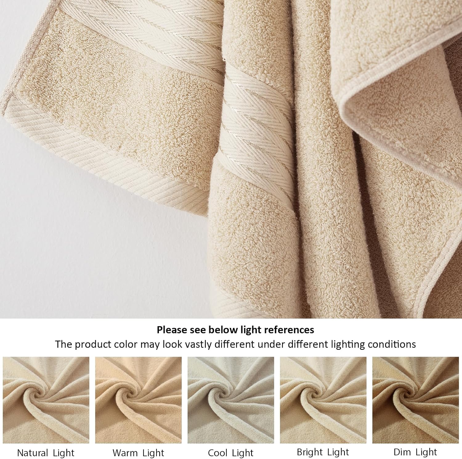 Beige Bathroom Towel Set 6Pcs