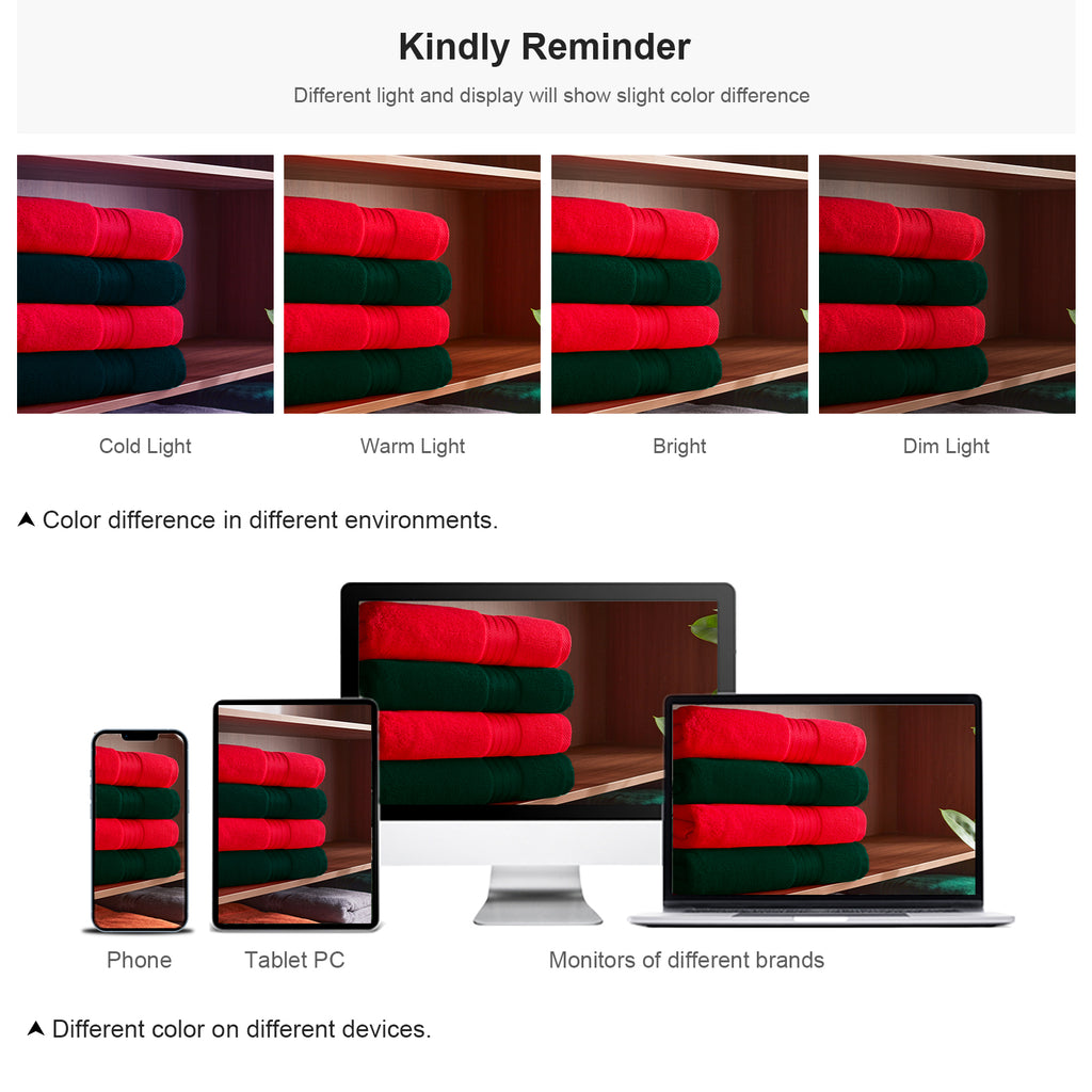 Red+dark Green 4 Piece Luxury Bath Towels