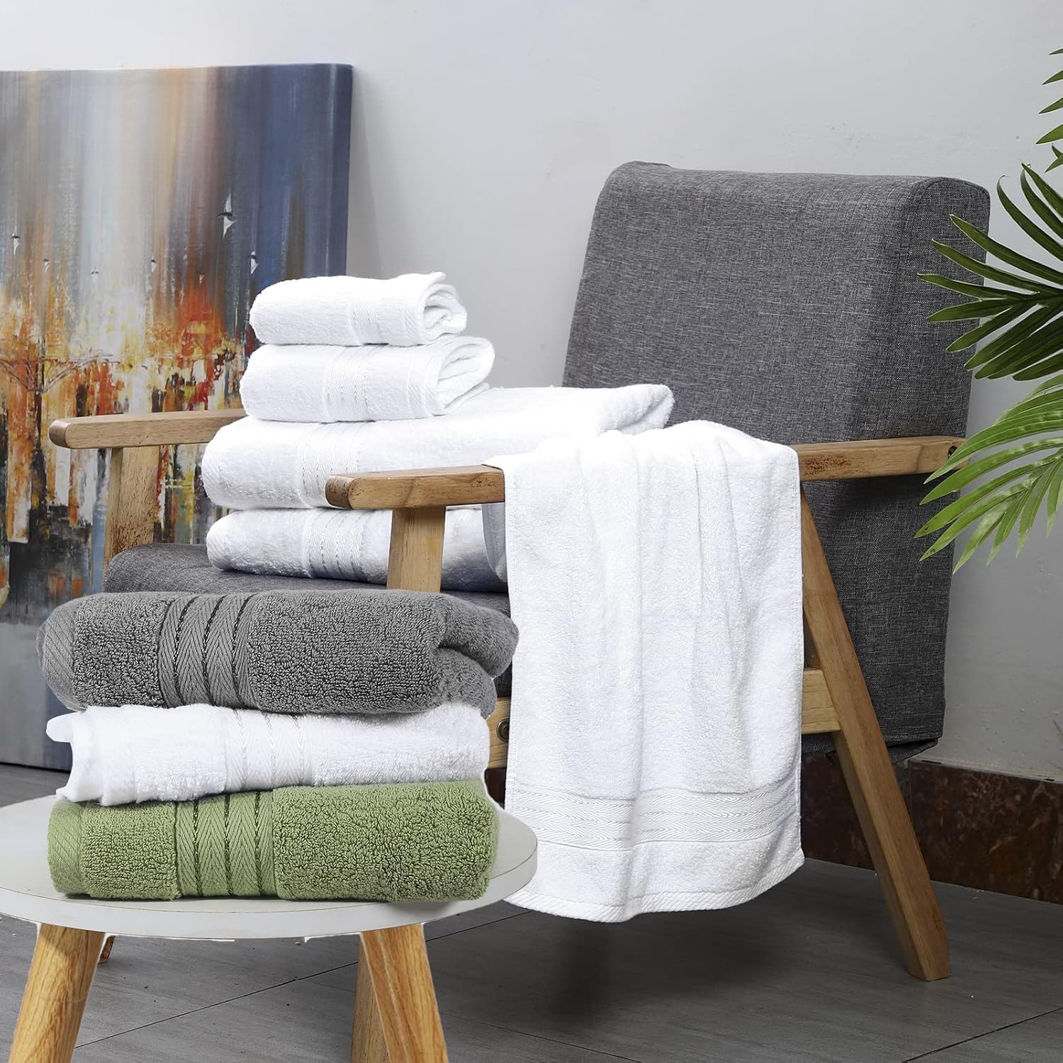 White Bath 6 Piece Towel Set