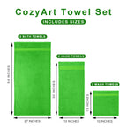 Green-classic Green Bath Towels for Bathroom 6 Pcs