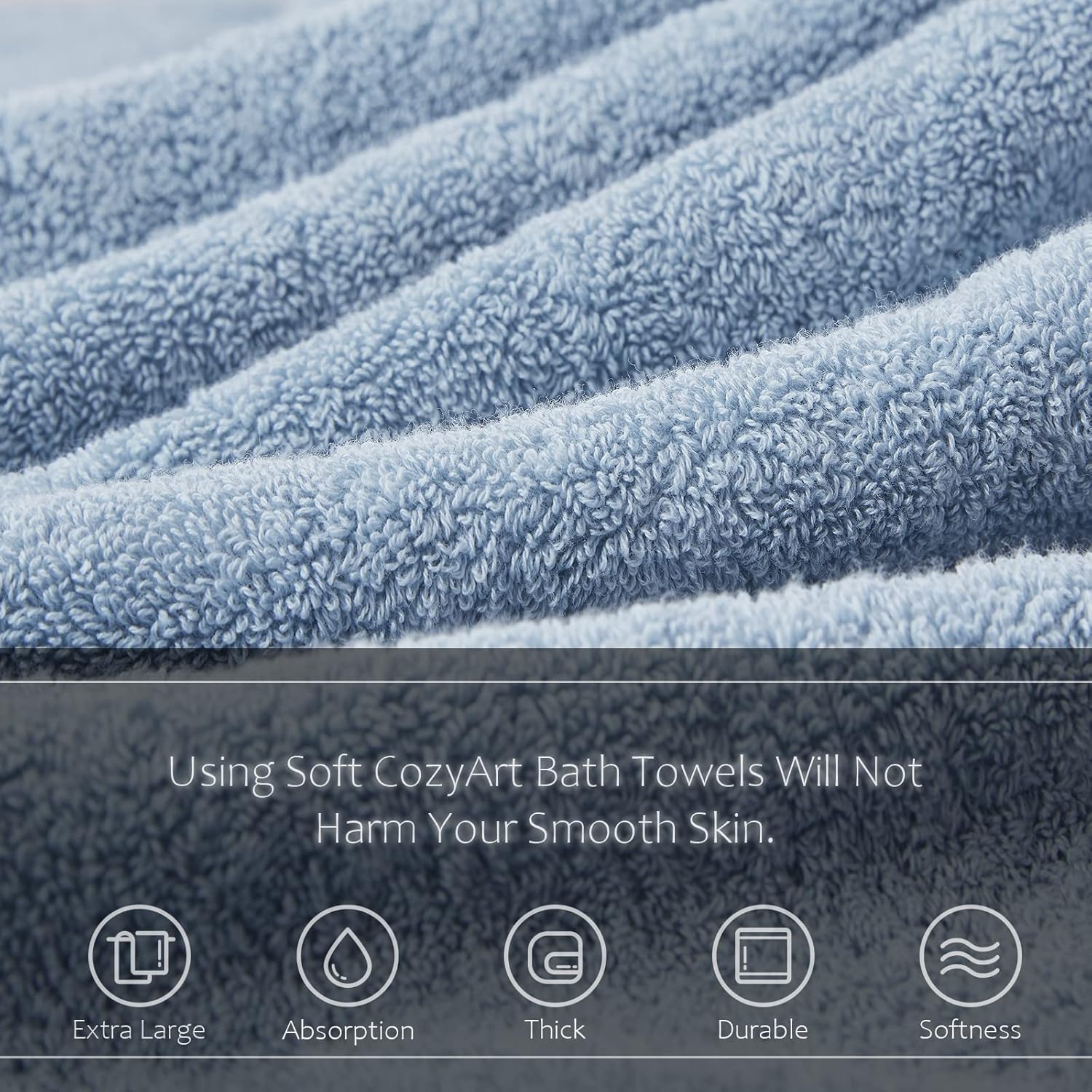 Light Blue Towel Sets for Bathroom 6Pcs