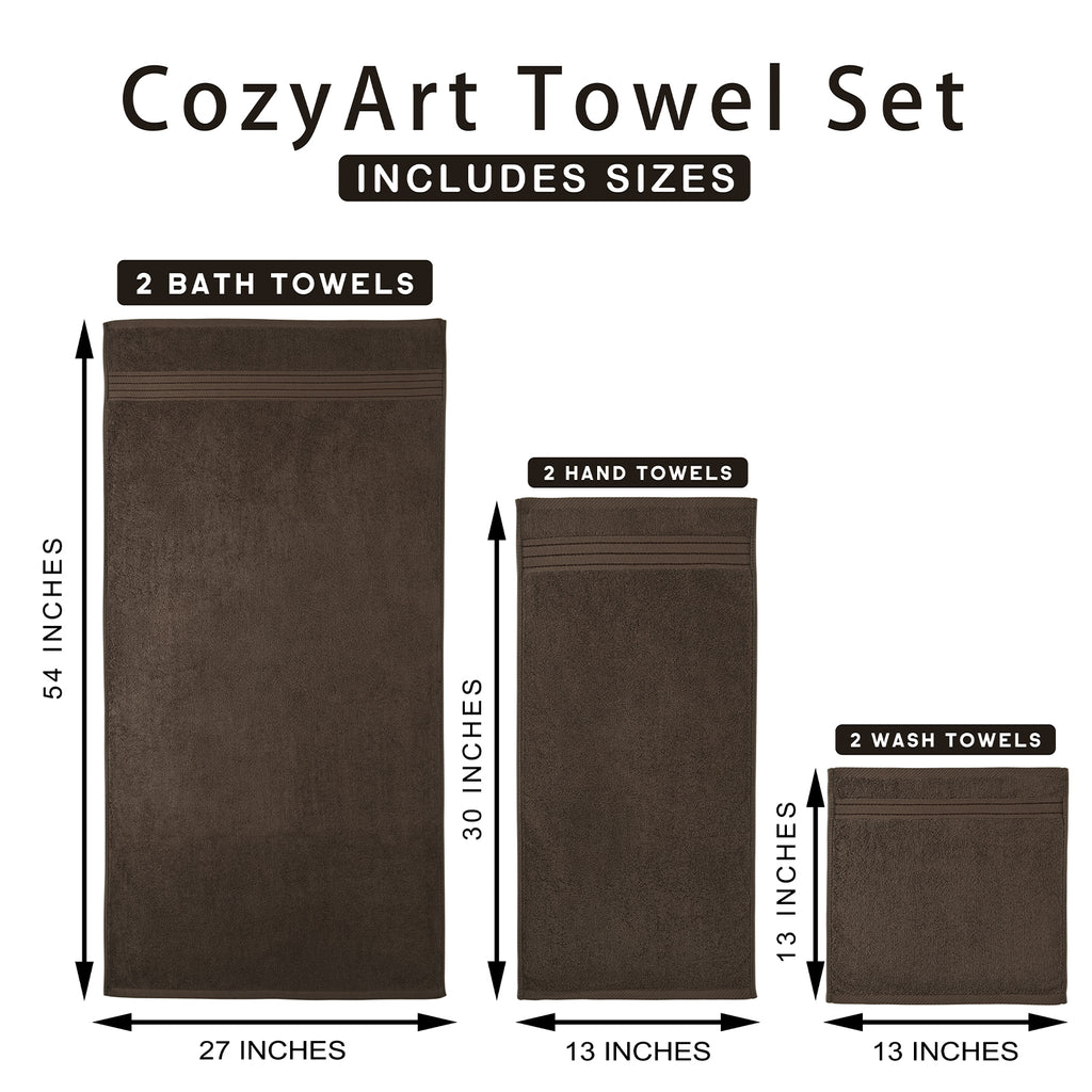 Brown Bath 6 Piece Towel Set