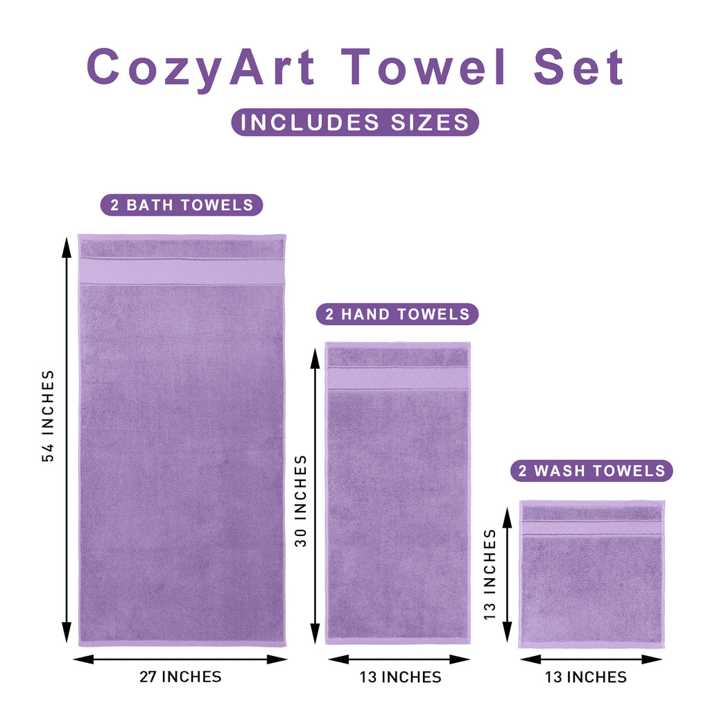 Lavender Bath Towels Set 6 Piece