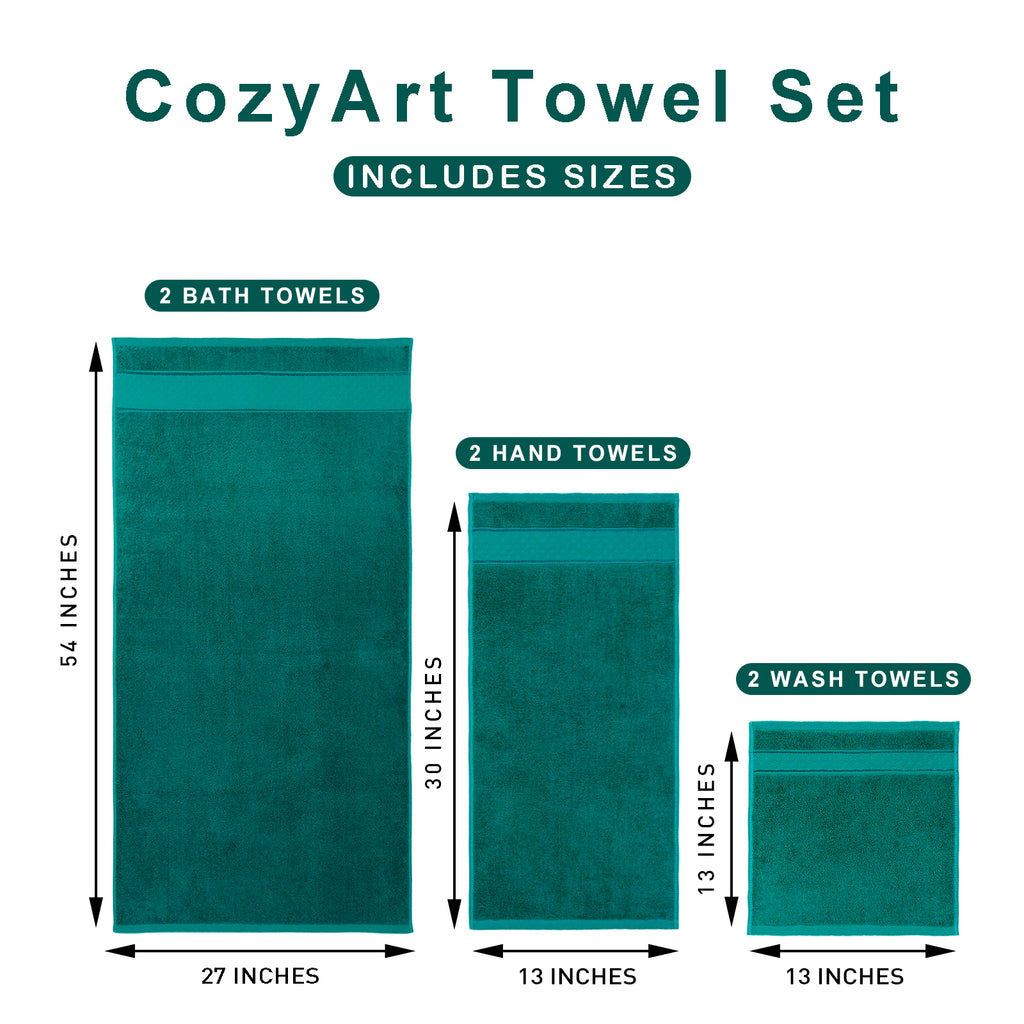 Turquoise Bath Towels Set 6 Piece