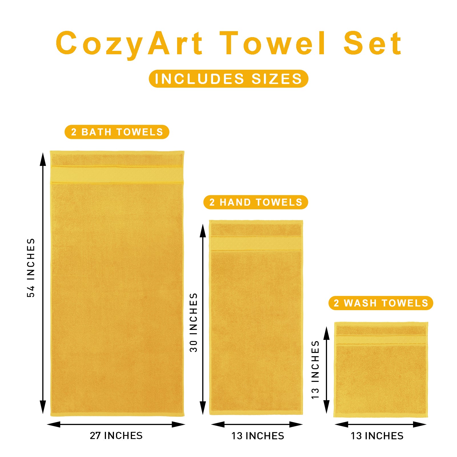 Mustard Gold Bath Towel Set 6 Piece