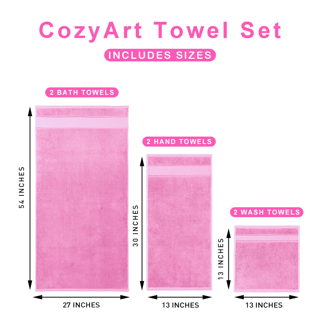 Pink Bath Towel Set 6 Piece