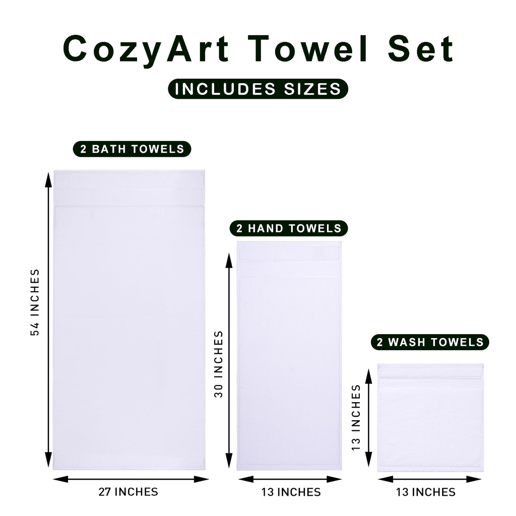 White Bath Towels Set 6 Piece