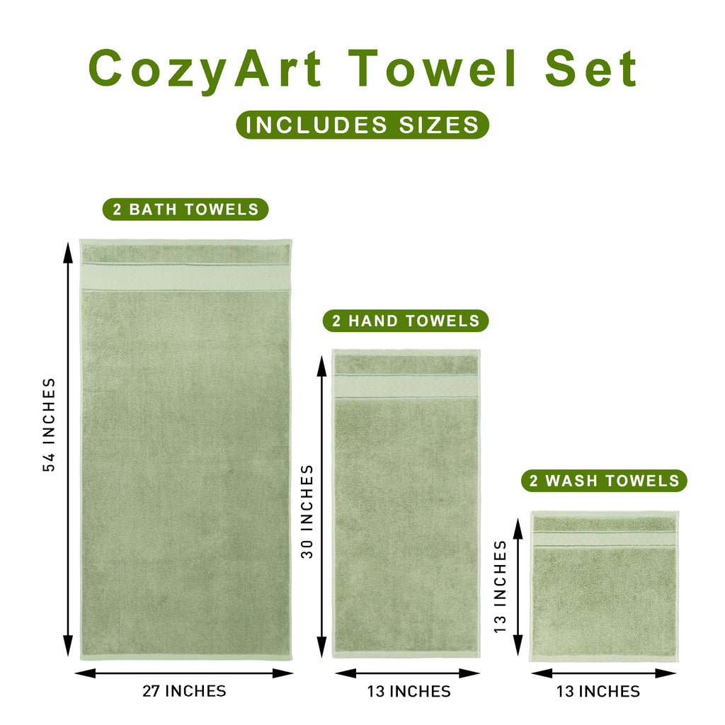 Sage Green Bath Towels Set 6 Piece