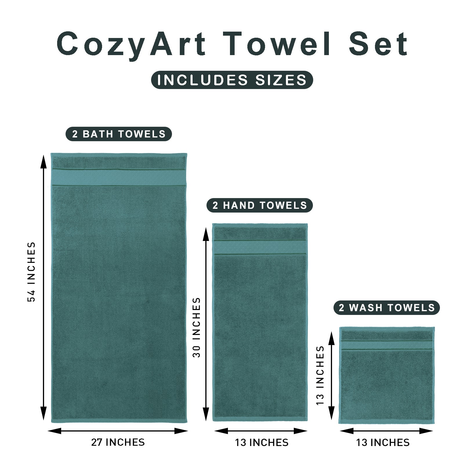 Teal Bath Towel Set 6 Piece
