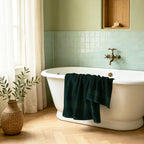 COZYART Luxury Bath Towels 4 PCS, 27x54 650 GSM Turkish Cotton, Deep Forest Green