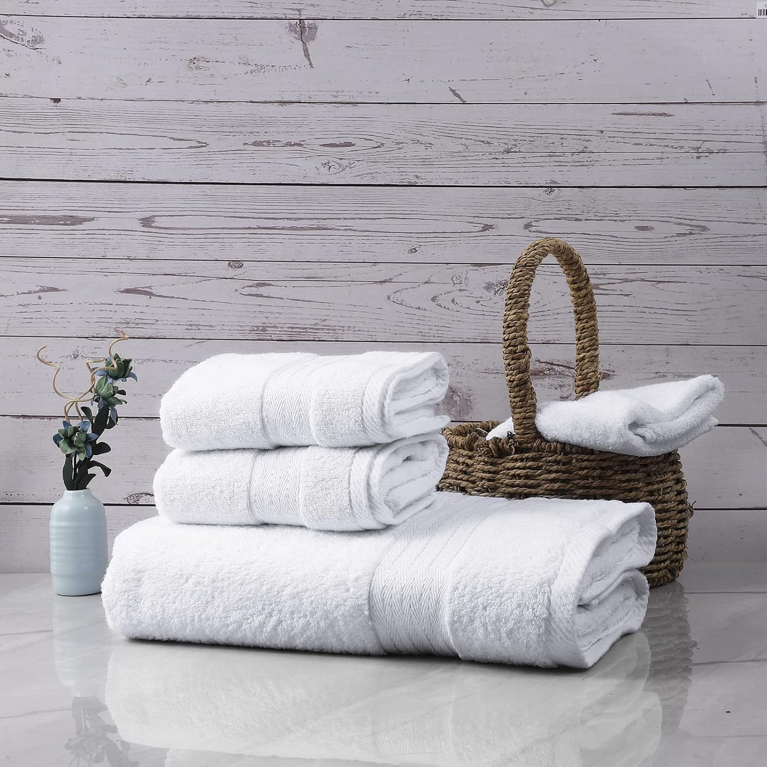 White Bath 6 Piece Towel Set