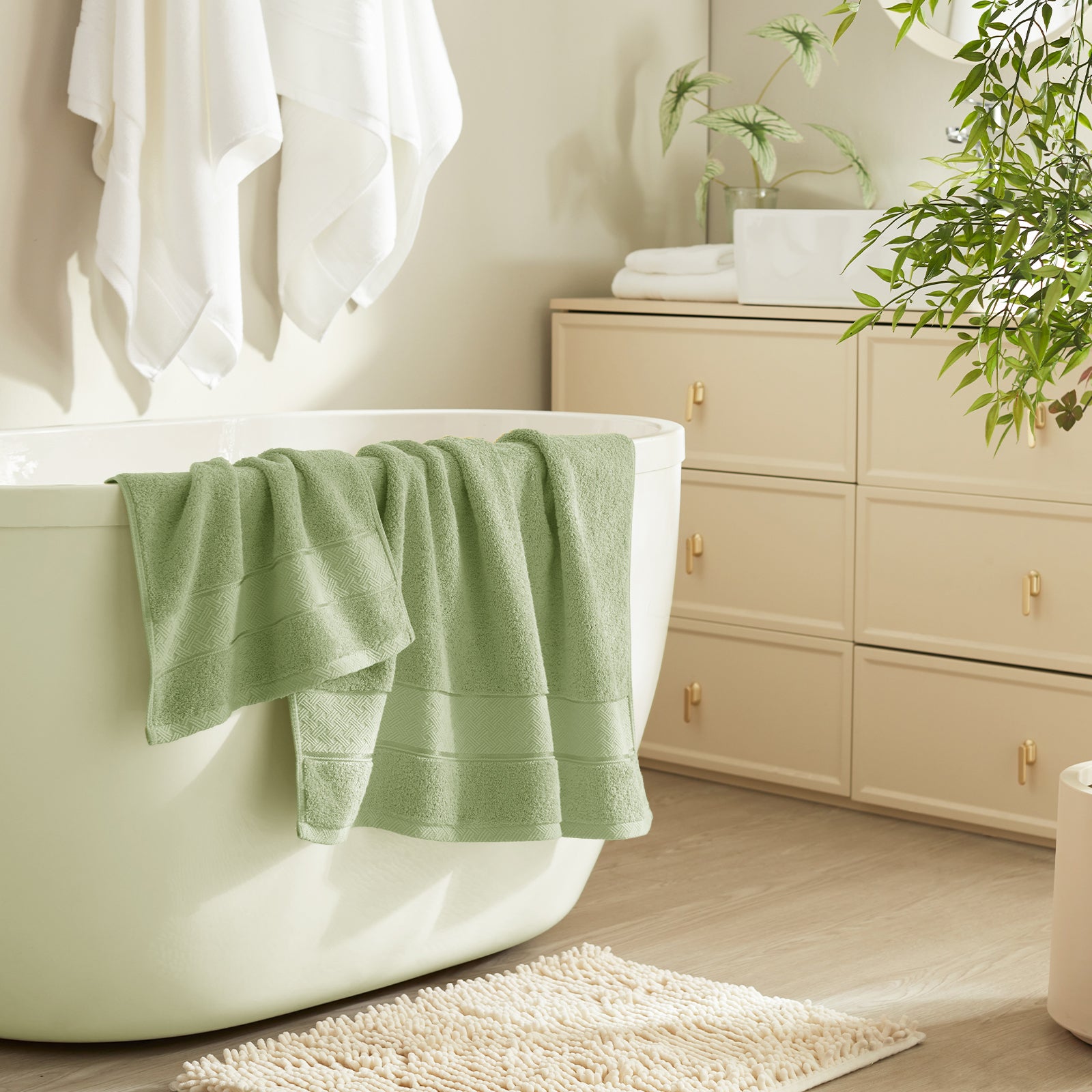 Sage Green Bath Towels Set 6 Piece