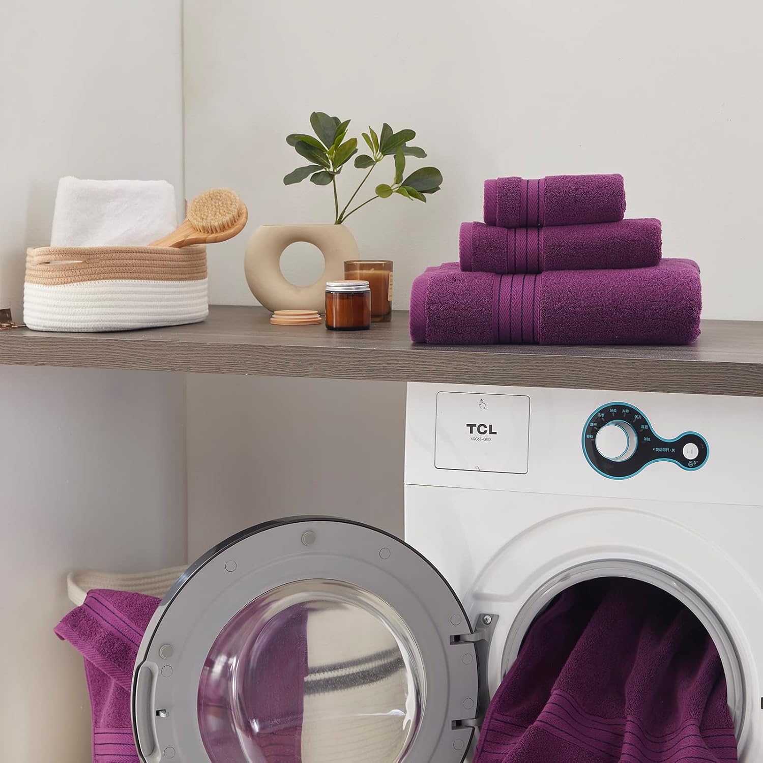 Honey Flower Purple Bath 6 Piece Towel Set
