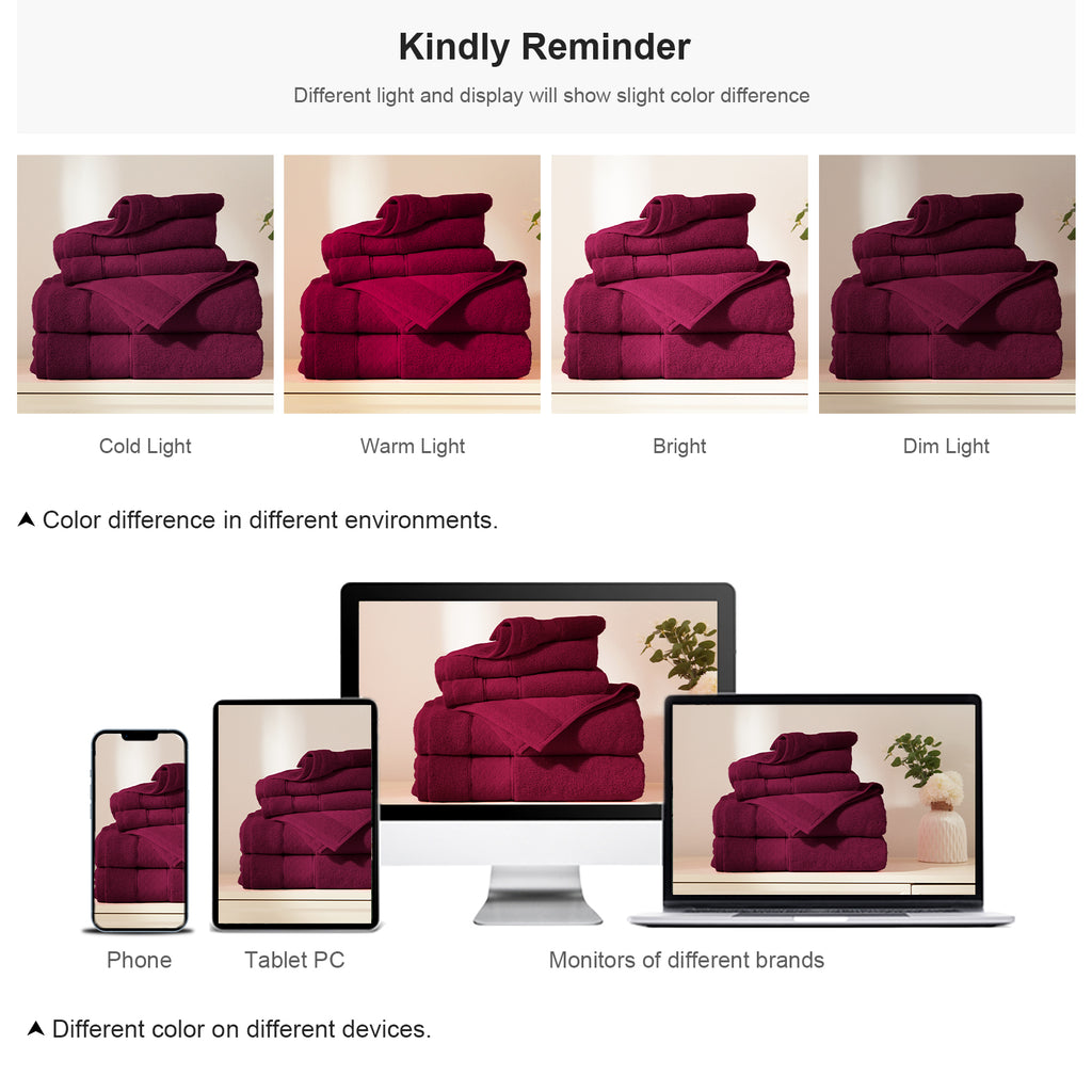 Burgundy Bath Towel Set 6 Piece
