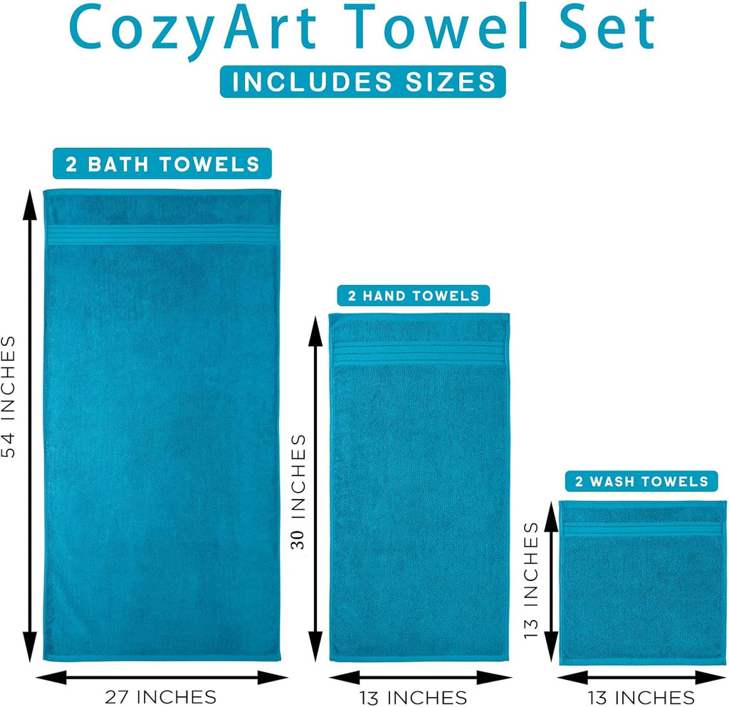 Crystal Teal/Peacock Blue Bath 6 Piece Towel Set