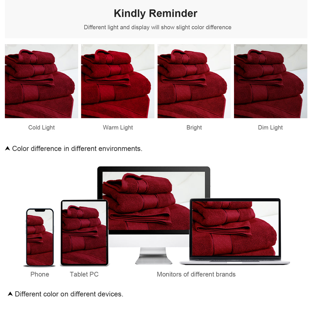 Cherry Red Bath Towel Set 6 Piece