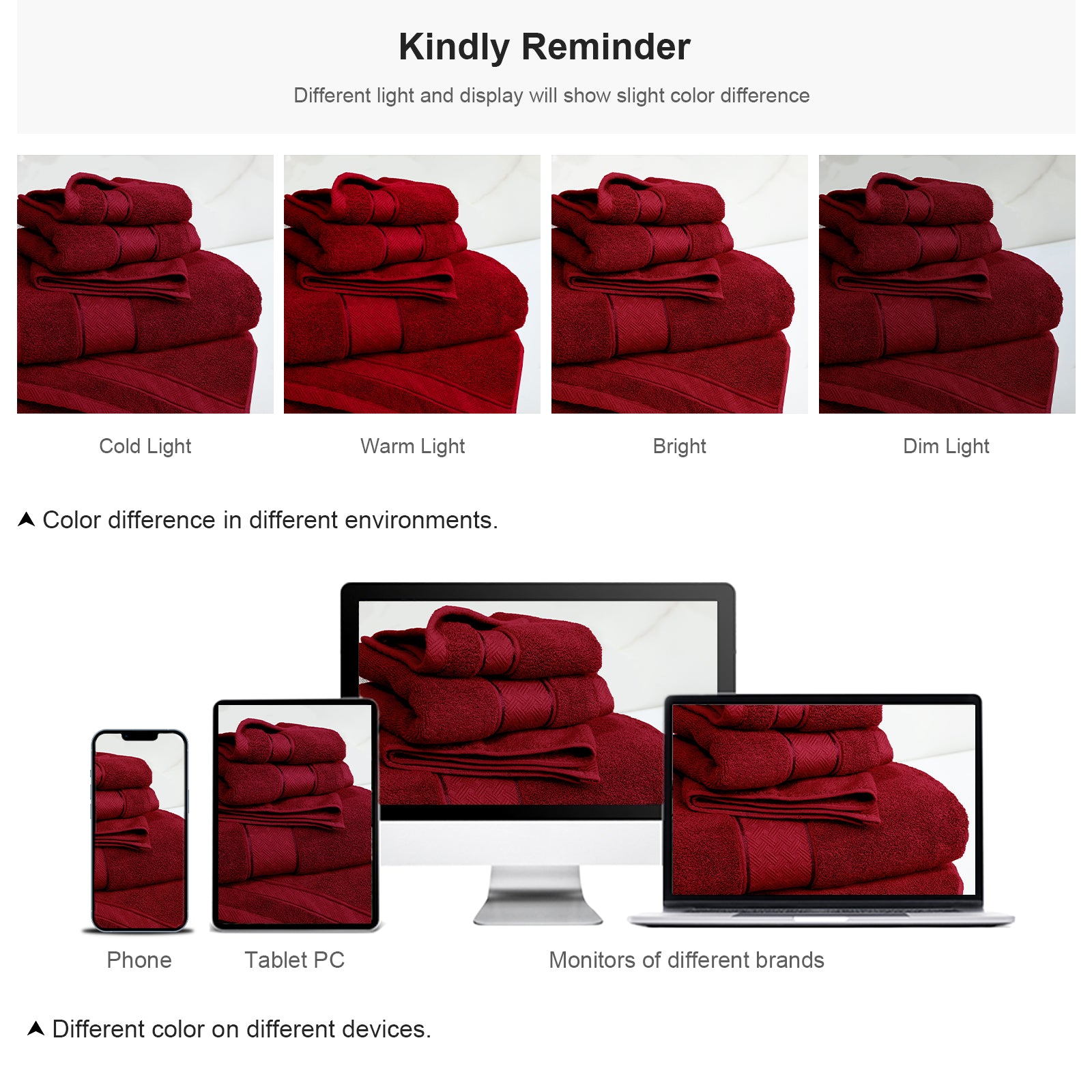 Cherry Red Bath Towel Set 6 Piece