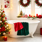 Red+dark Green 4 Piece Luxury Bath Towels
