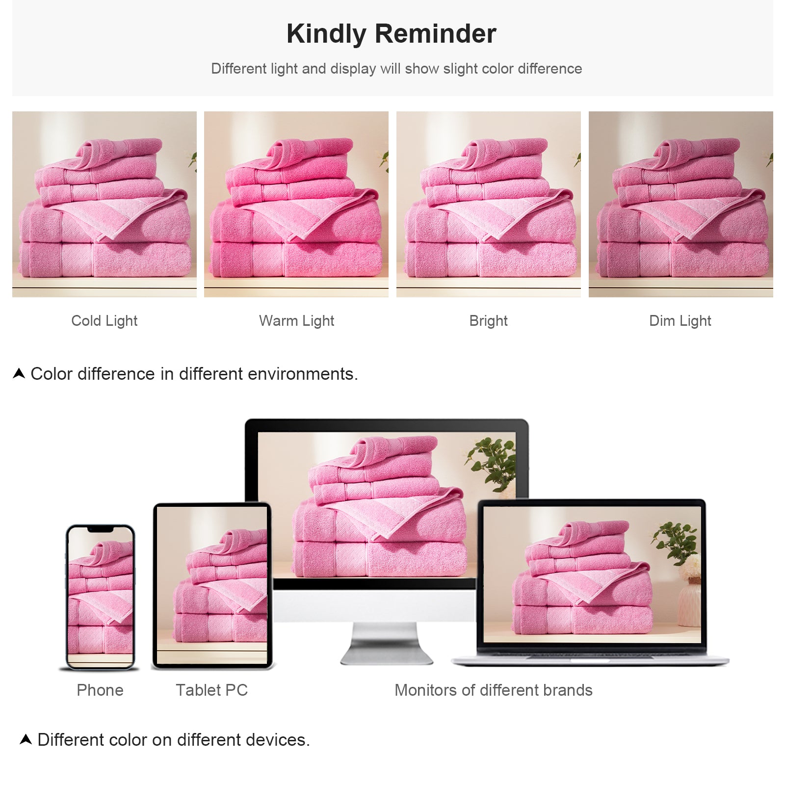 Pink Bath Towel Set 6 Piece