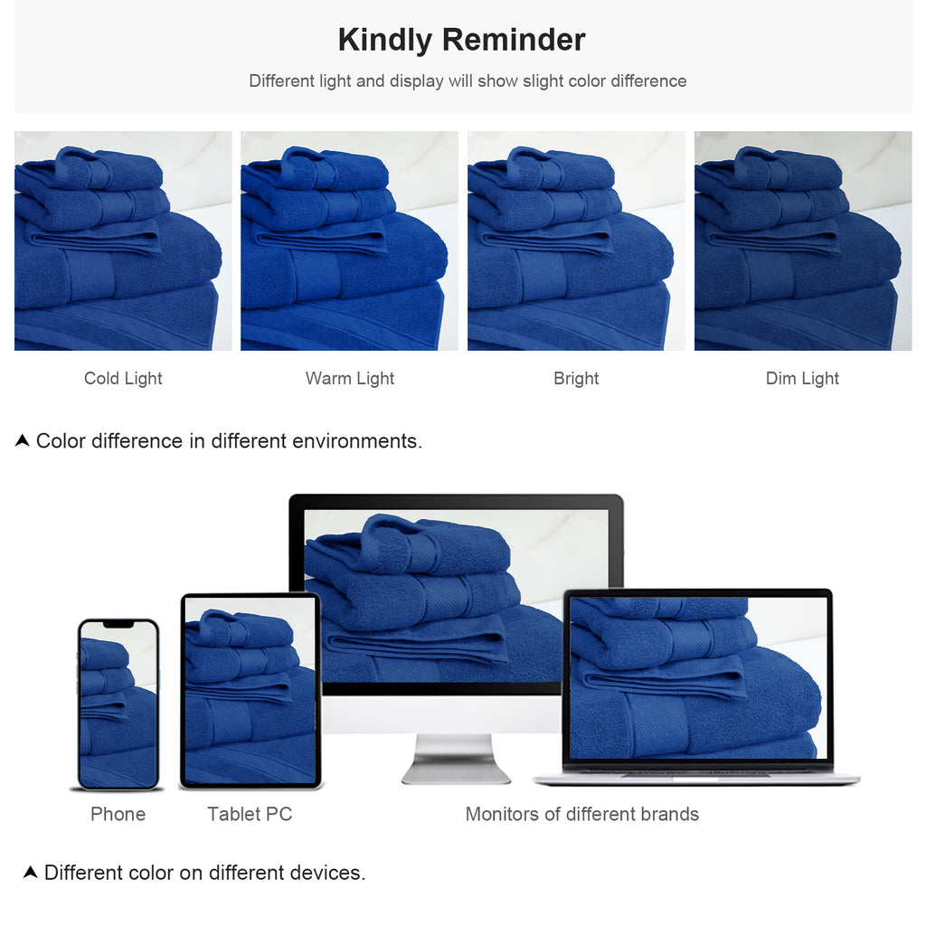 Royal Blue Bath Towels Set 6 Piece