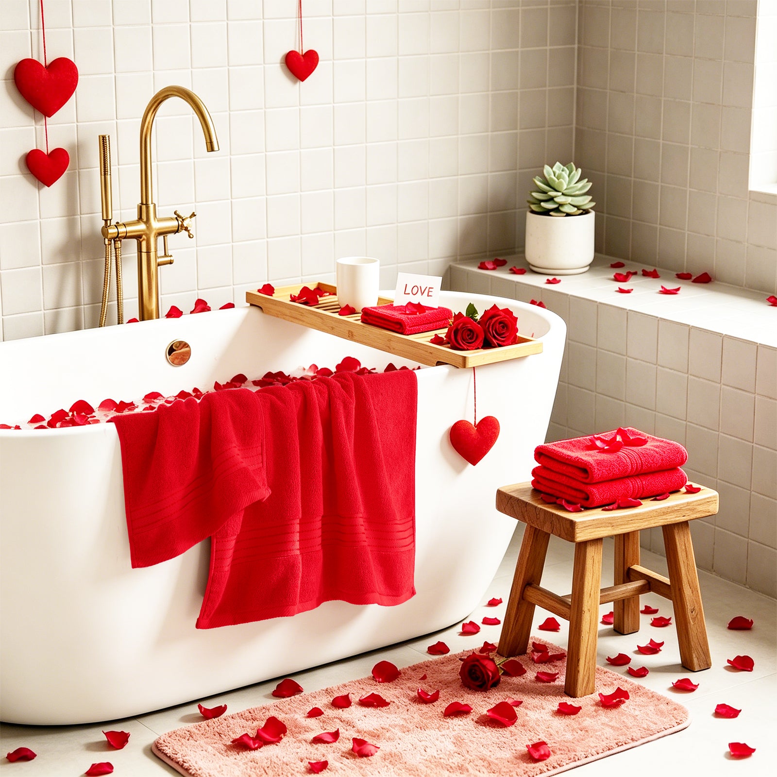 Red 4 Piece Luxury Bath Towels