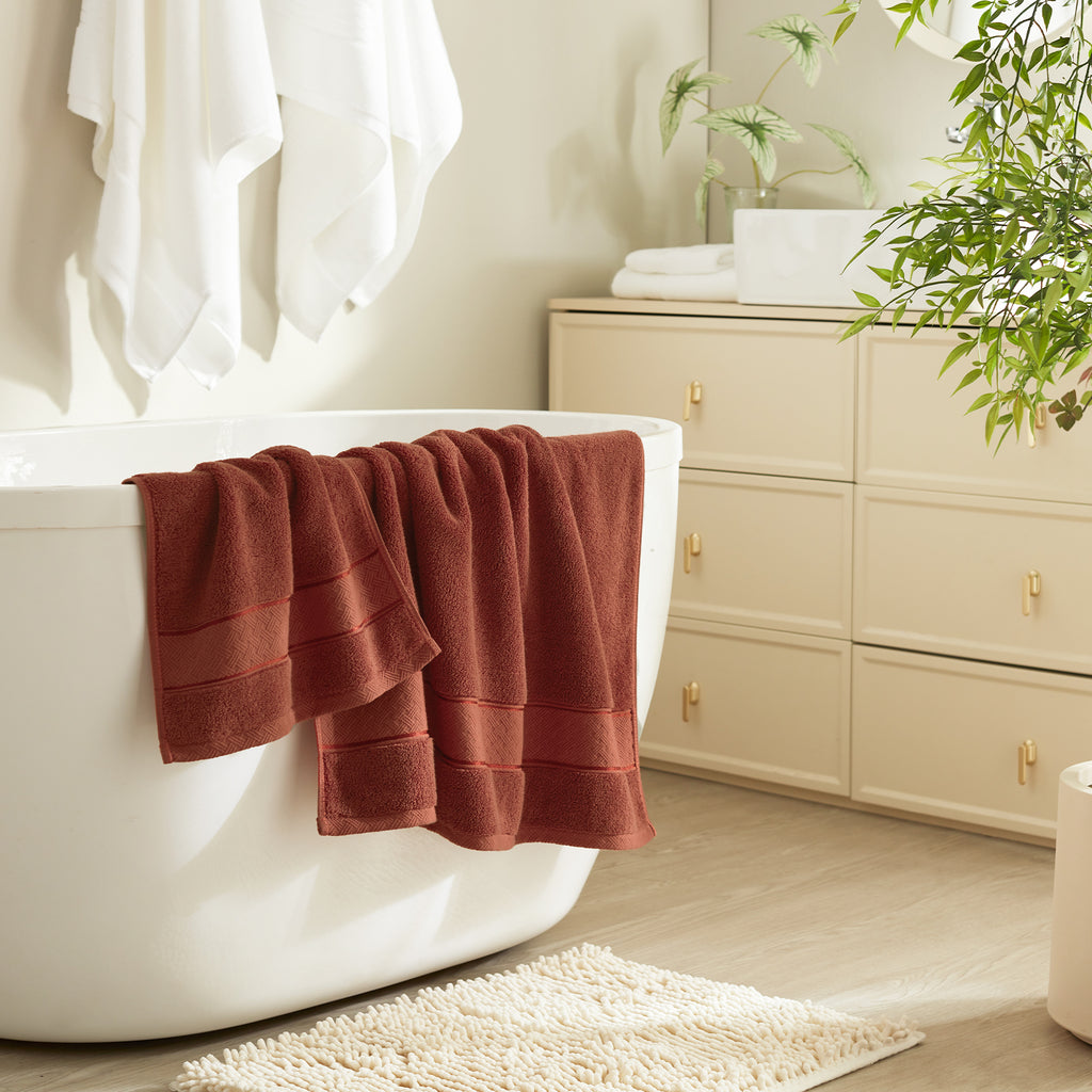 Orange- Terracotta Orange Bath Towel Set 6 Piece