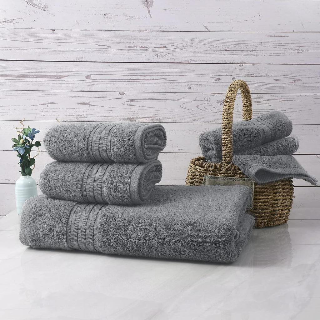 Grey Bath Towel Set 6pcs