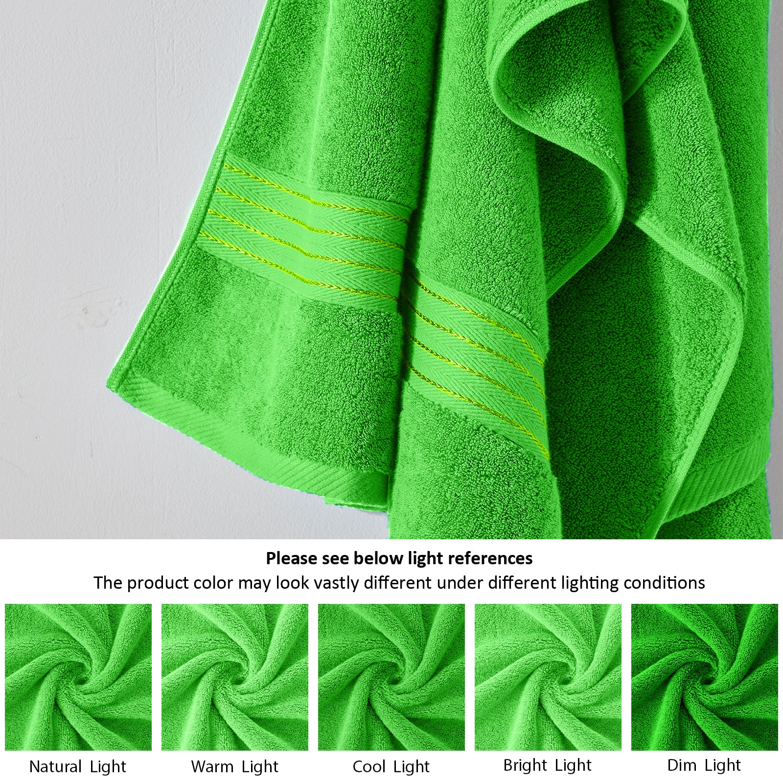 Green-classic Green Bath Towels for Bathroom 6 Pcs