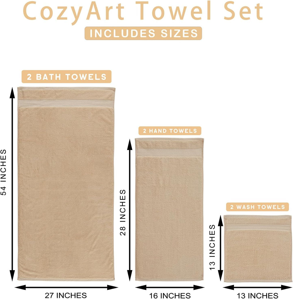 Beige Bathroom Towel Set 6Pcs