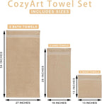 Beige Bathroom Towel Set 6Pcs