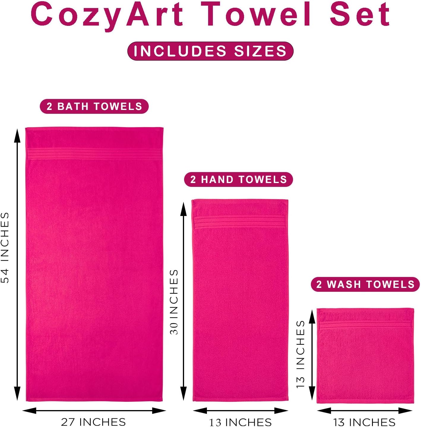 Hot Pink Bath 6 Piece Towel Set