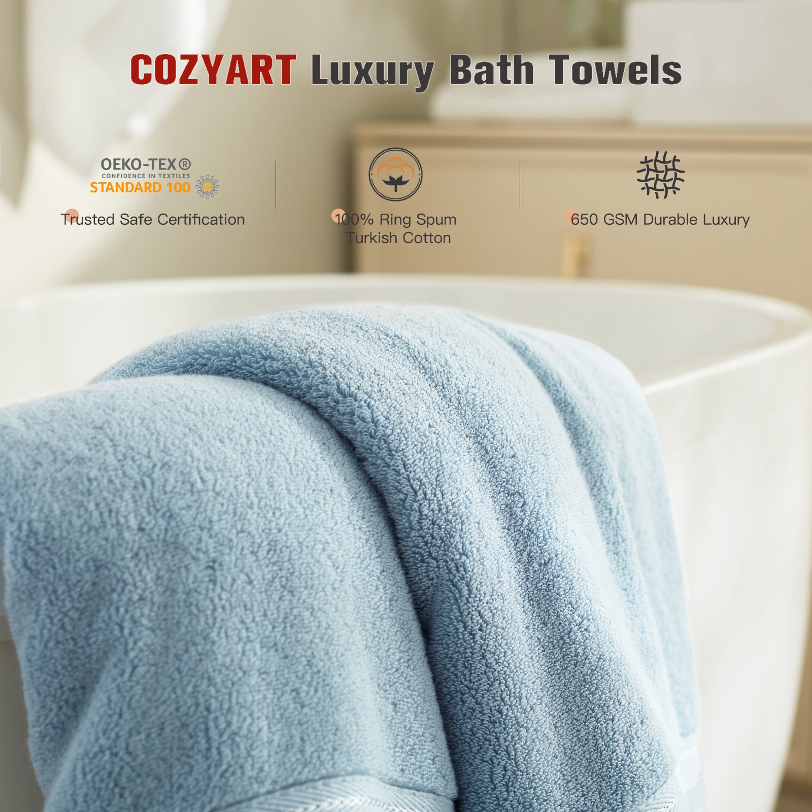 Light Blue 4 Piece Luxury Bath Towels