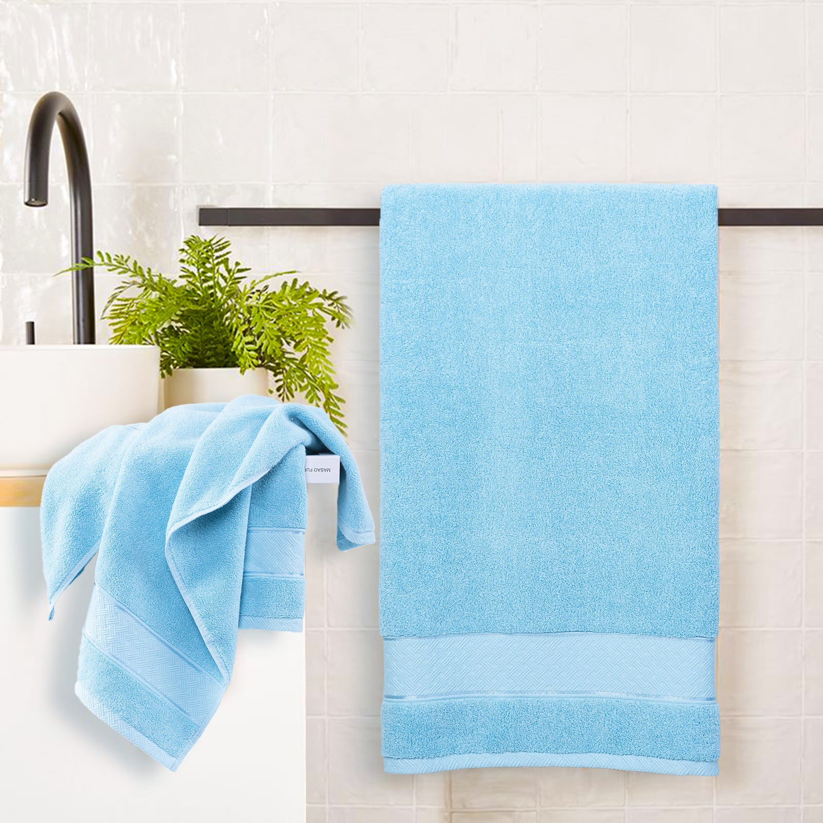 Light Blue Bath Towels Set 6 Piece