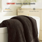 COZYART Luxury Bath Towels 4 PCS, 27x54 650 GSM Turkish Cotton, Brown