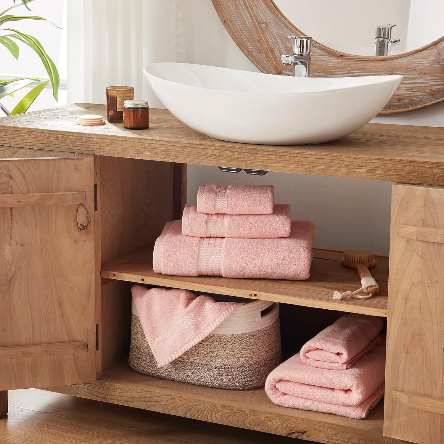 Pink Bathroom Towel Set 6Pcs