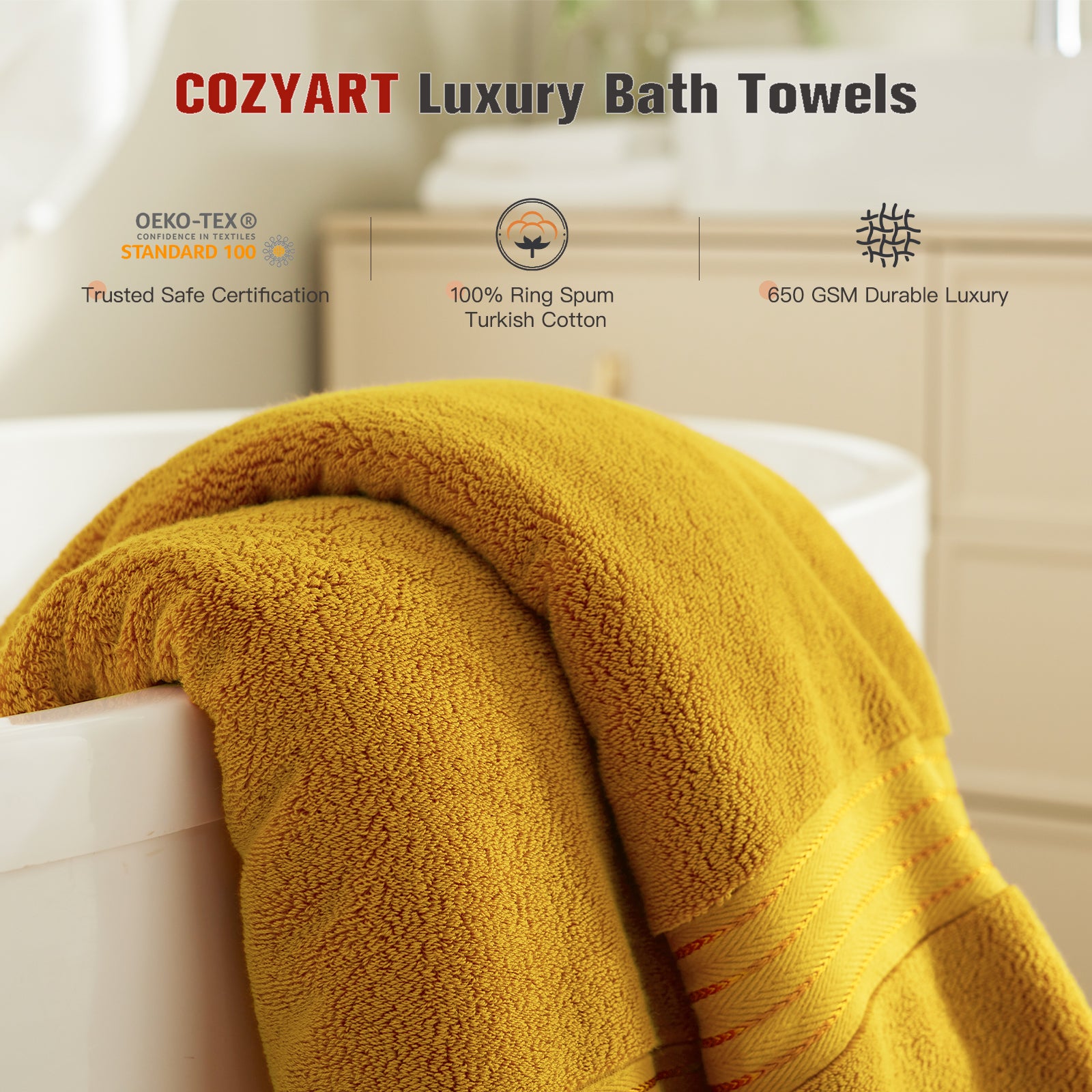 Gold 4 Piece Luxury Bath Towels