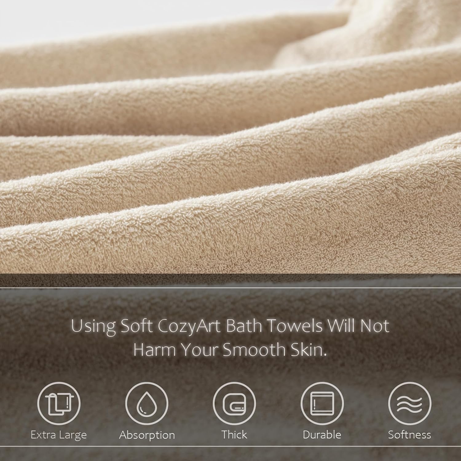 Beige Bathroom Towel Set 6Pcs