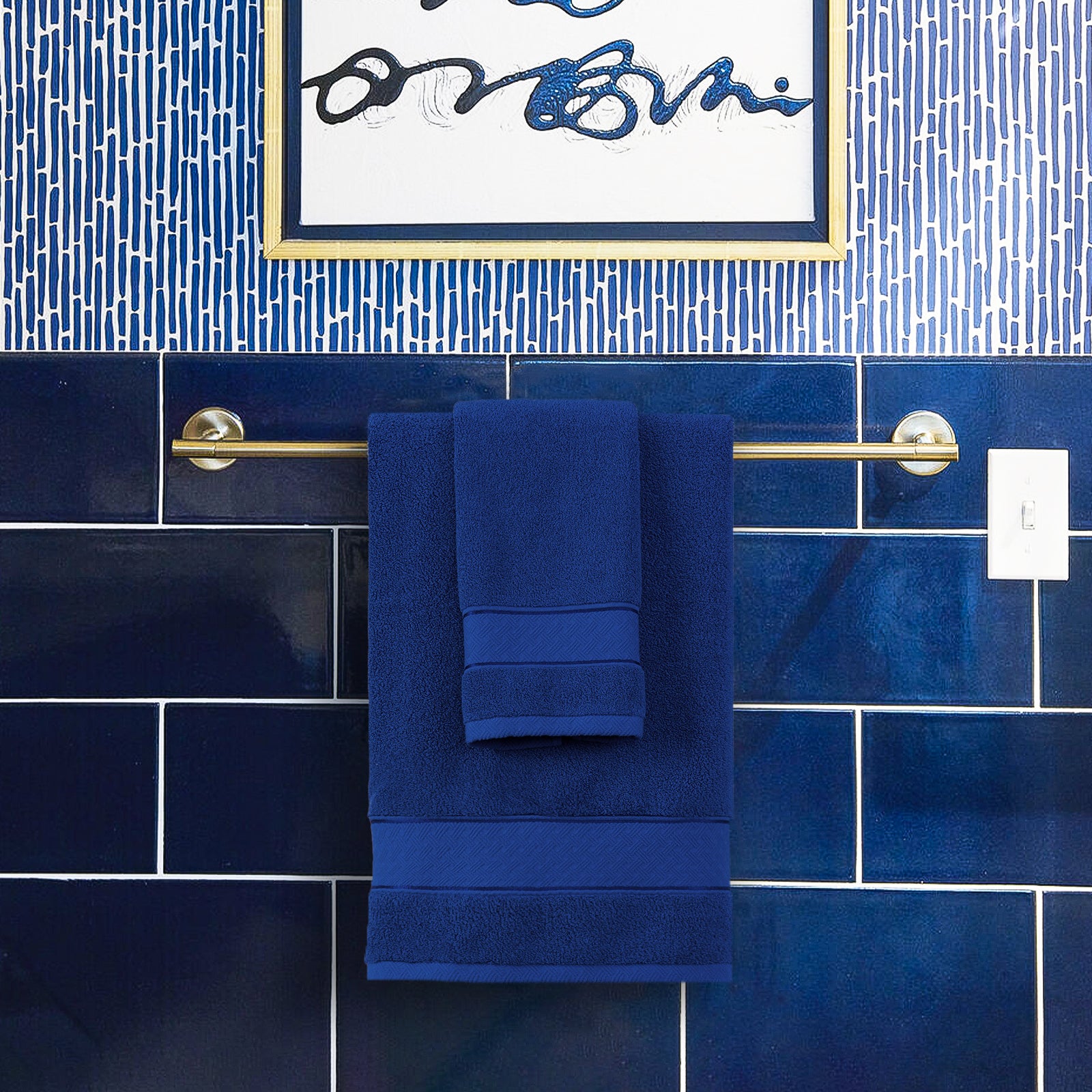 Royal Blue Bath Towels Set 6 Piece