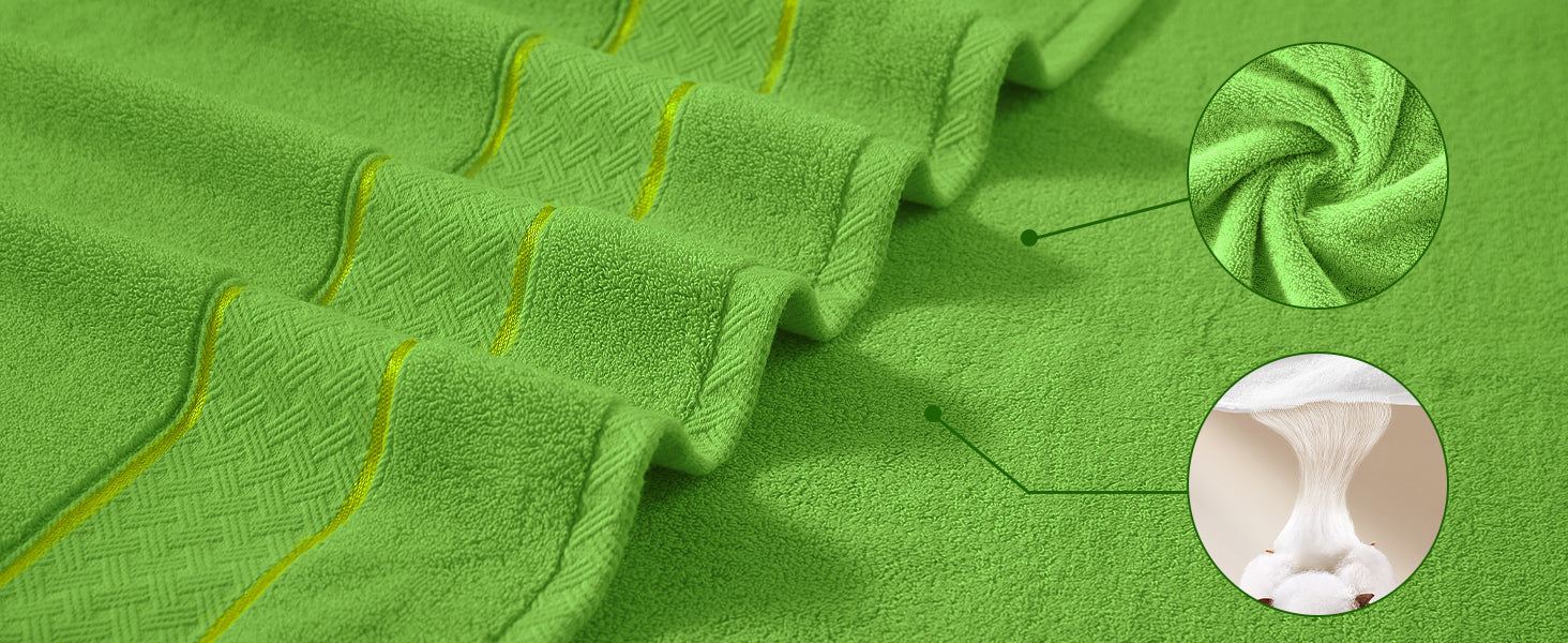 Grass Green Bath Towel Set 6 Piece