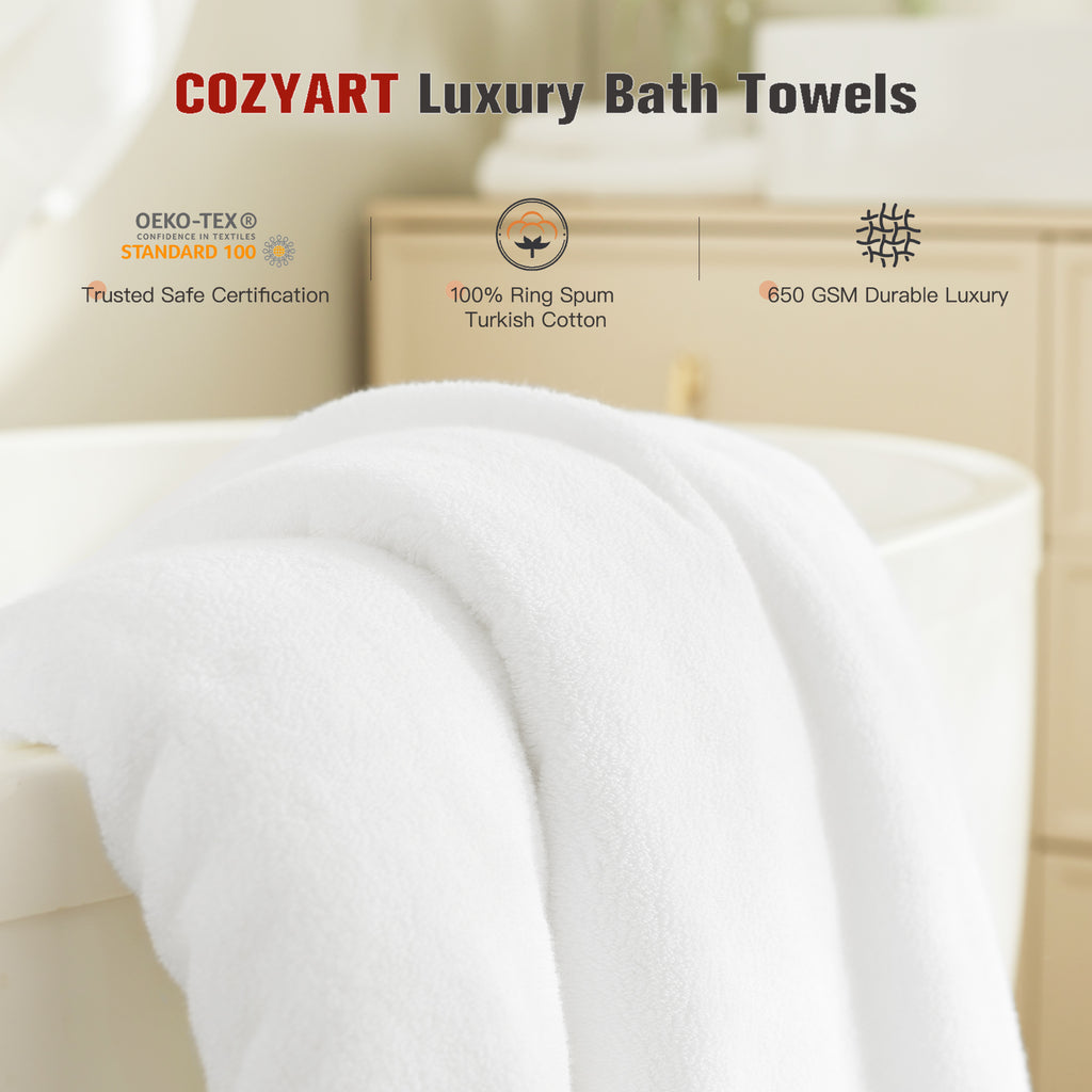 White 4 Piece Luxury Bath Towels