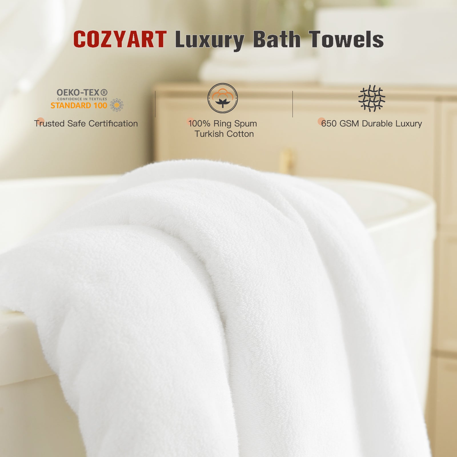 White 4 Piece Luxury Bath Towels