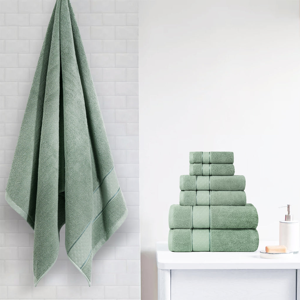Sage Green Bath Towels Set 6 Piece