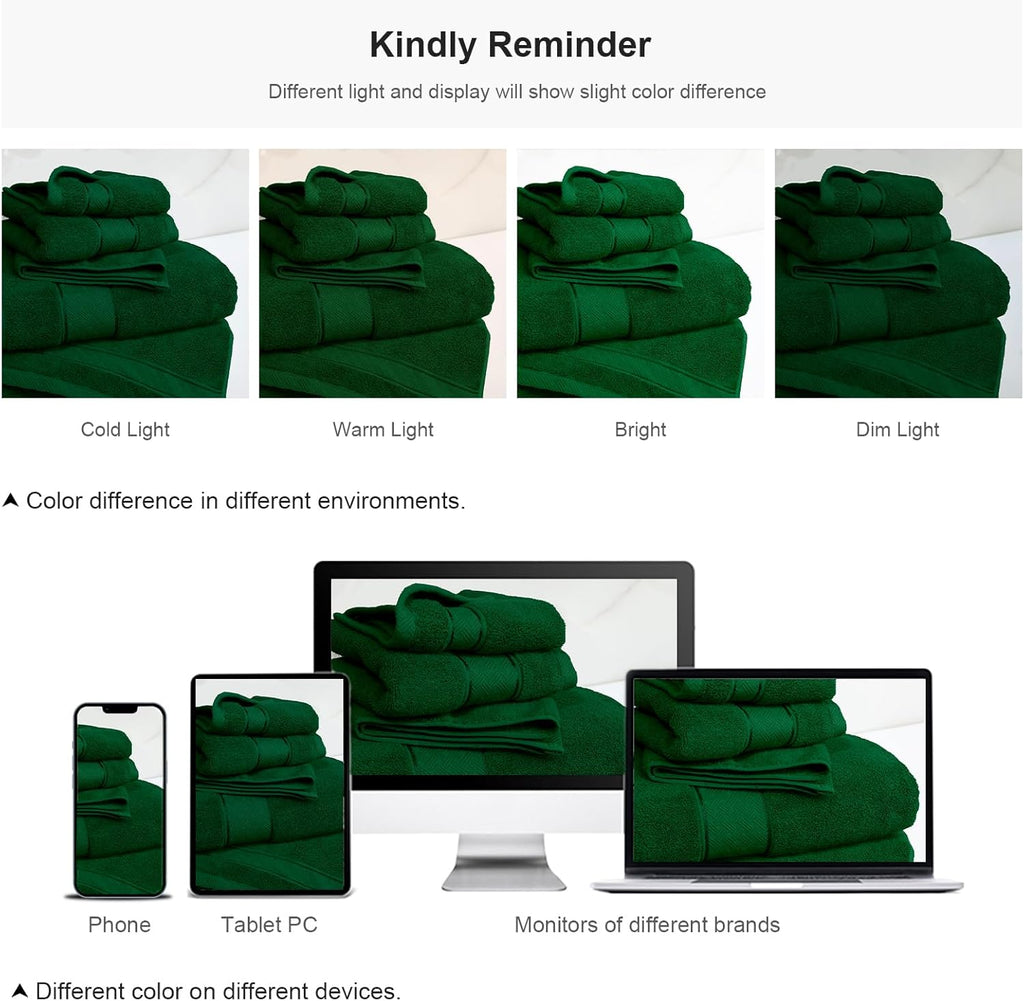Formal Green Bath Towel Set 6 Piece