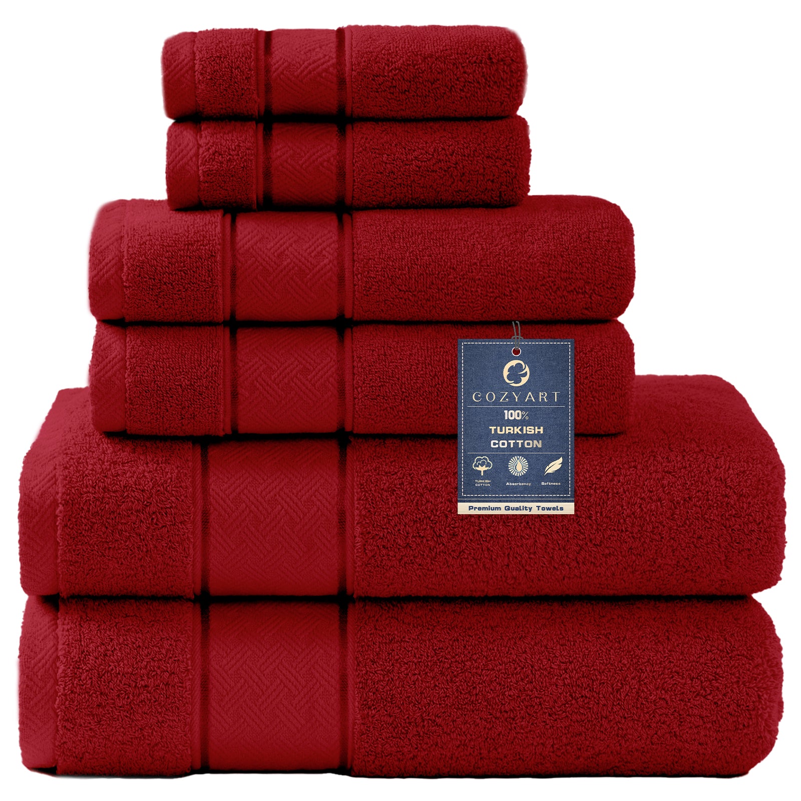 Cherry Red Bath Towel Set 6 Piece