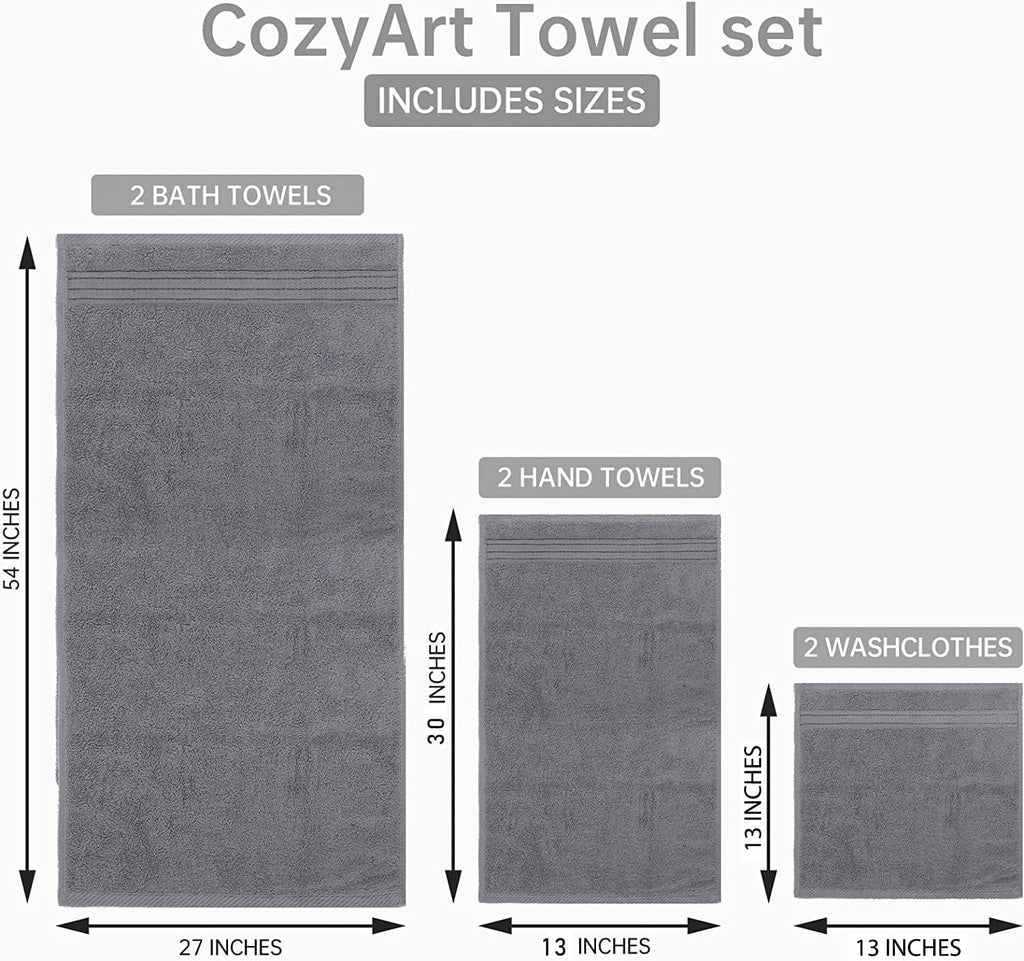 Grey Bath Towel Set 6pcs