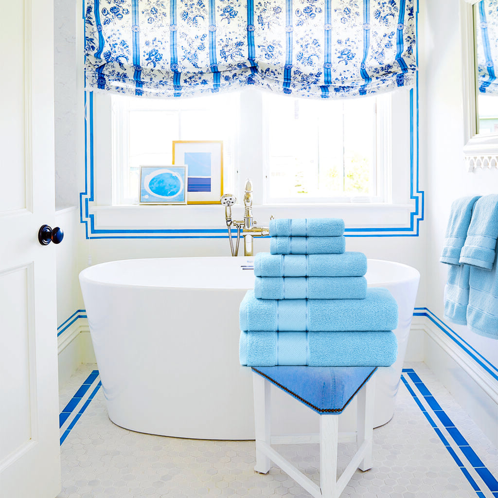 Light Blue Bath Towels Set 6 Piece