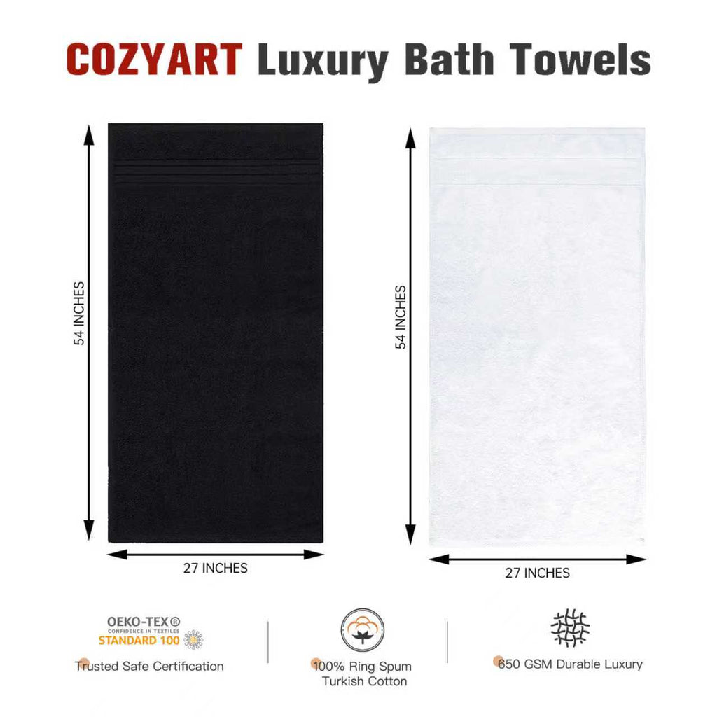 Black+ White 4 Piece Luxury Bath Towels