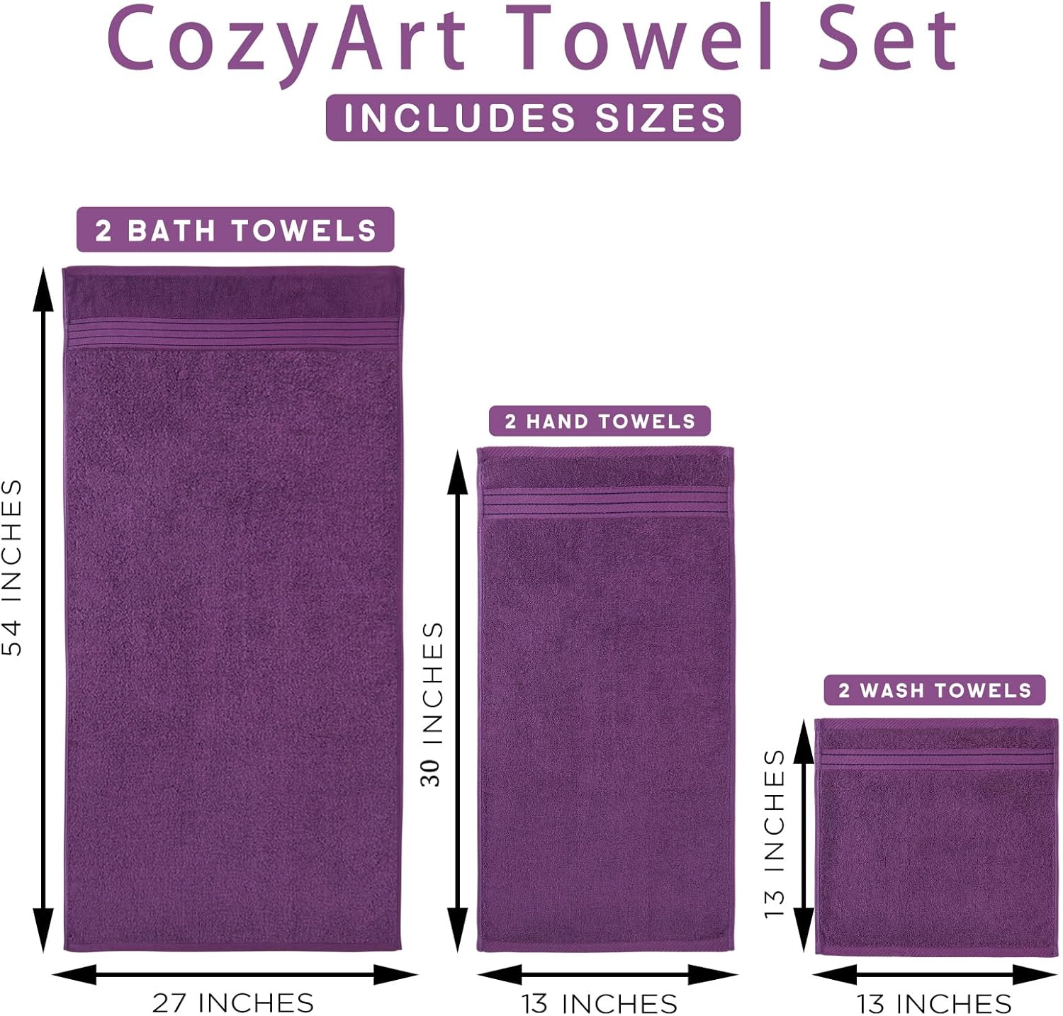Honey Flower Purple Bath 6 Piece Towel Set